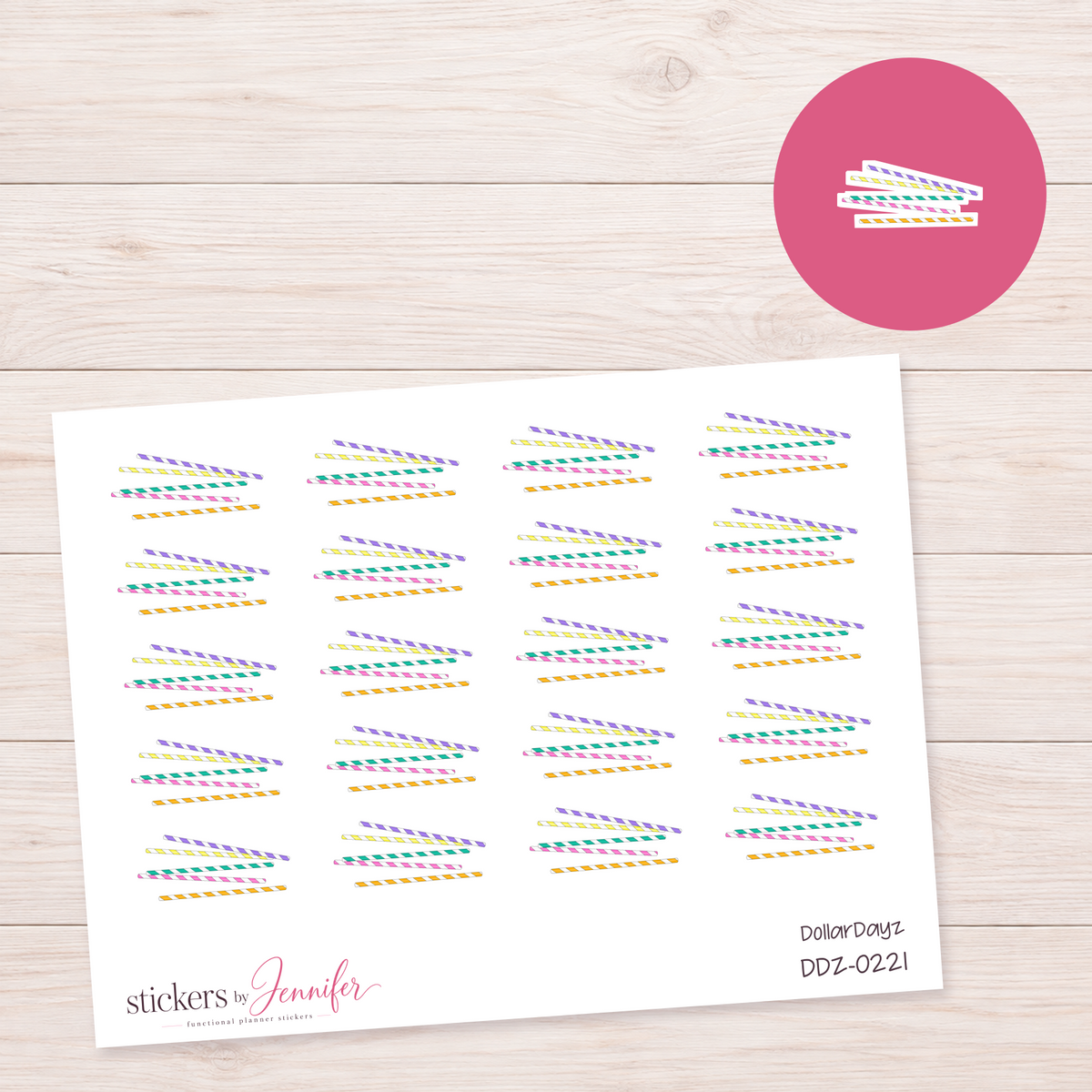 Colorful Straws Planner Stickers | DDZ-0221