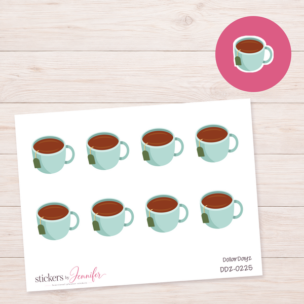 Teal Tea Mug Planner Stickers | DDZ-0225