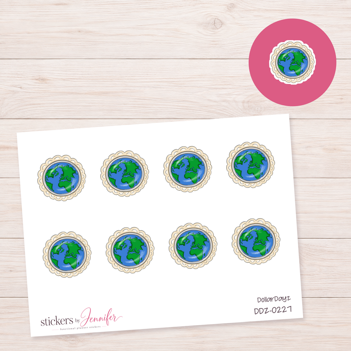 Earth Day Globe Planner Stickers | DDZ-0227