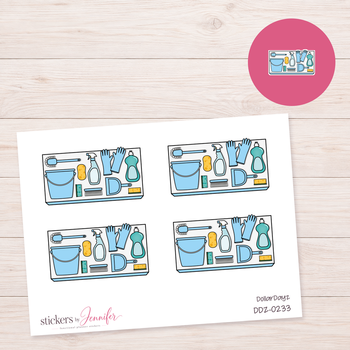 Blue Cleaning Supplies Planner Stickers | DDZ-0233