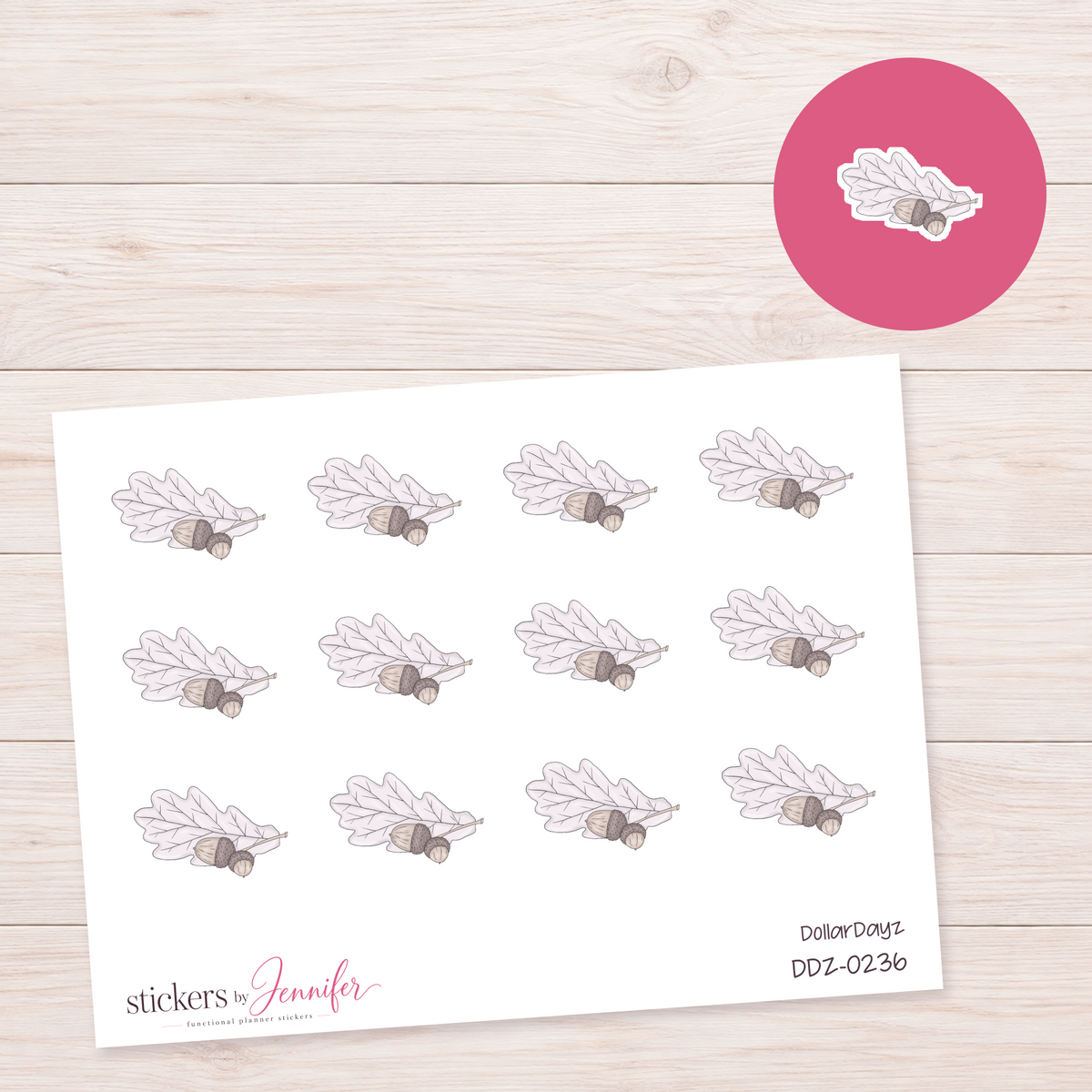 Autumn Leaves & Acorns Planner Stickers | DDZ-0236