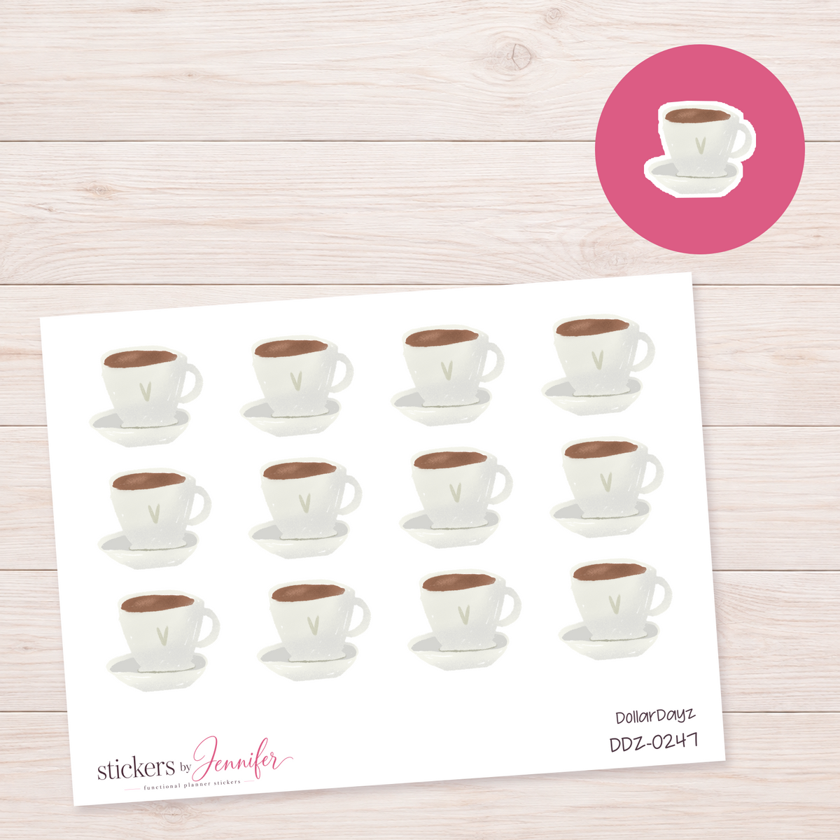 Coffee Cup & Saucer Planner Stickers | DDZ-0247