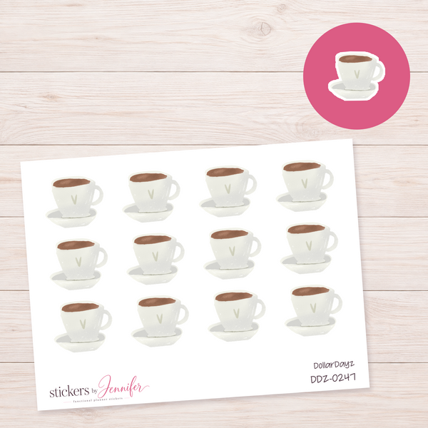 Coffee Cup & Saucer Planner Stickers | DDZ-0247