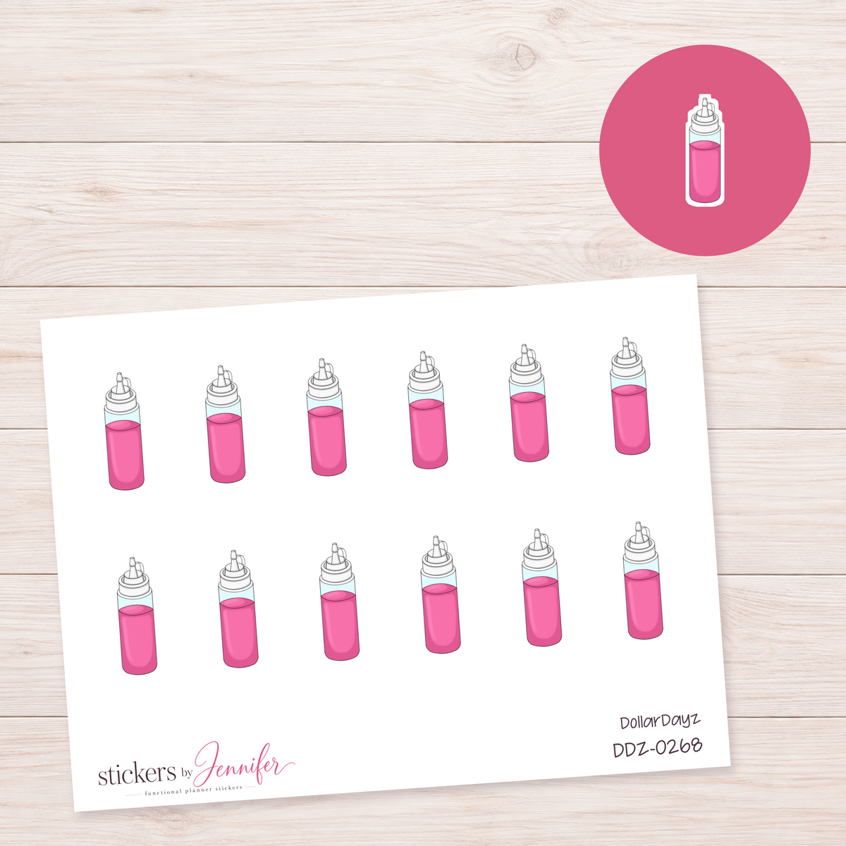 Pink Sauce Bottle Planner Stickers | DDZ-0268