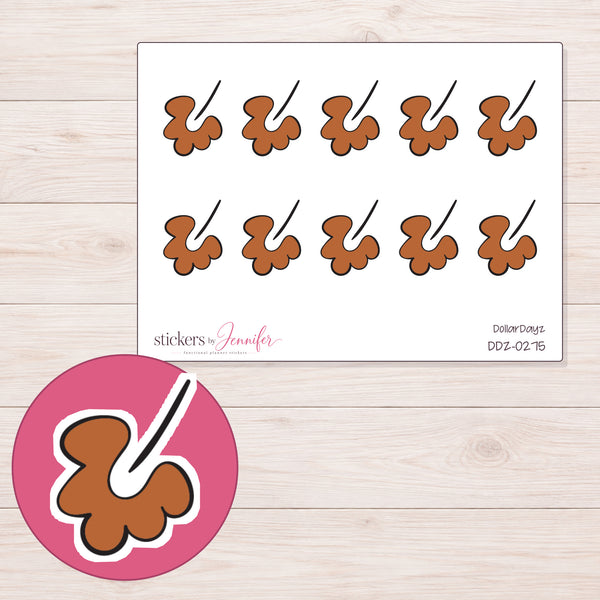Abstract Brown Shape Planner Stickers | DDZ-0275 — enlarged contour-cut detail