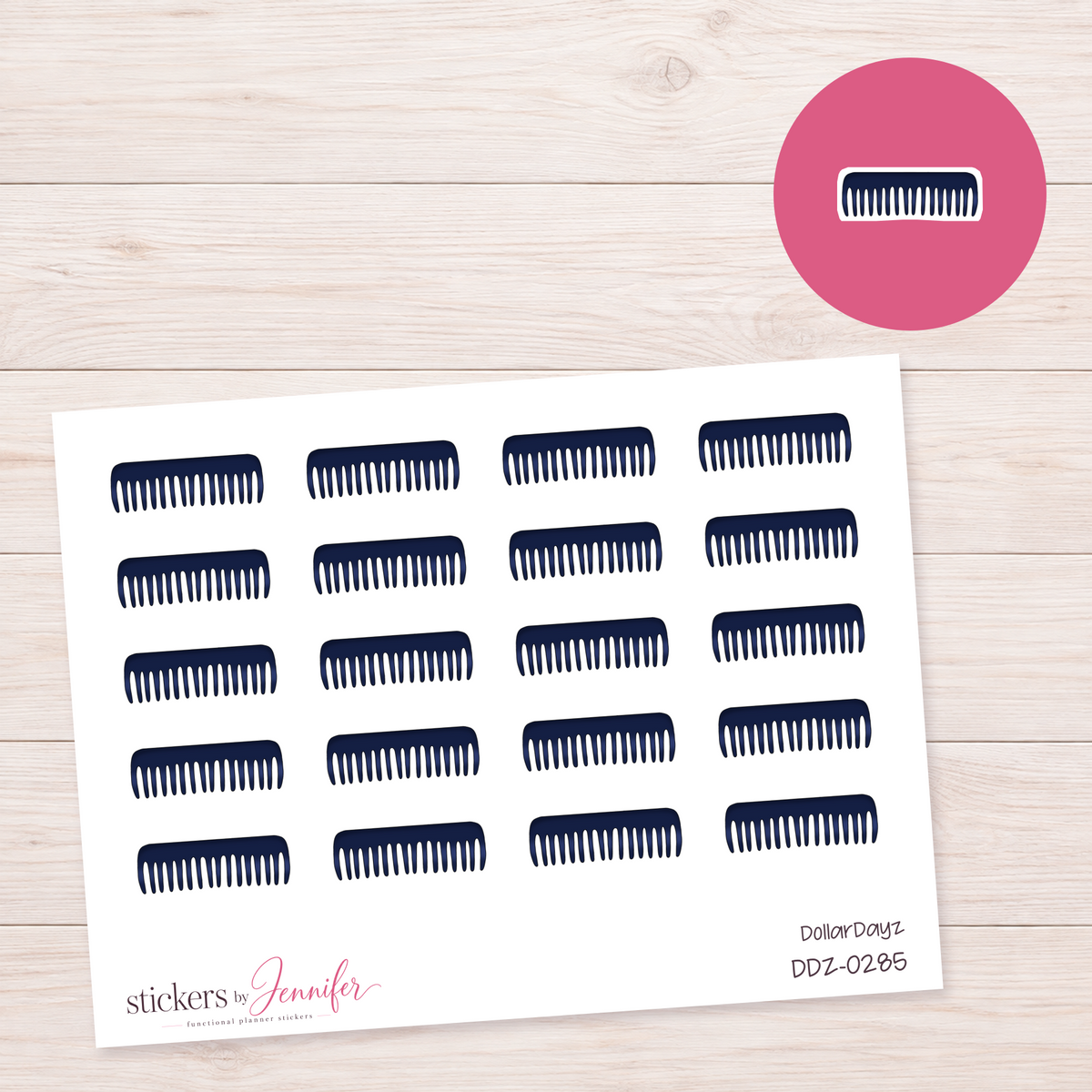 Navy Hair Comb Planner Stickers | DDZ-0285