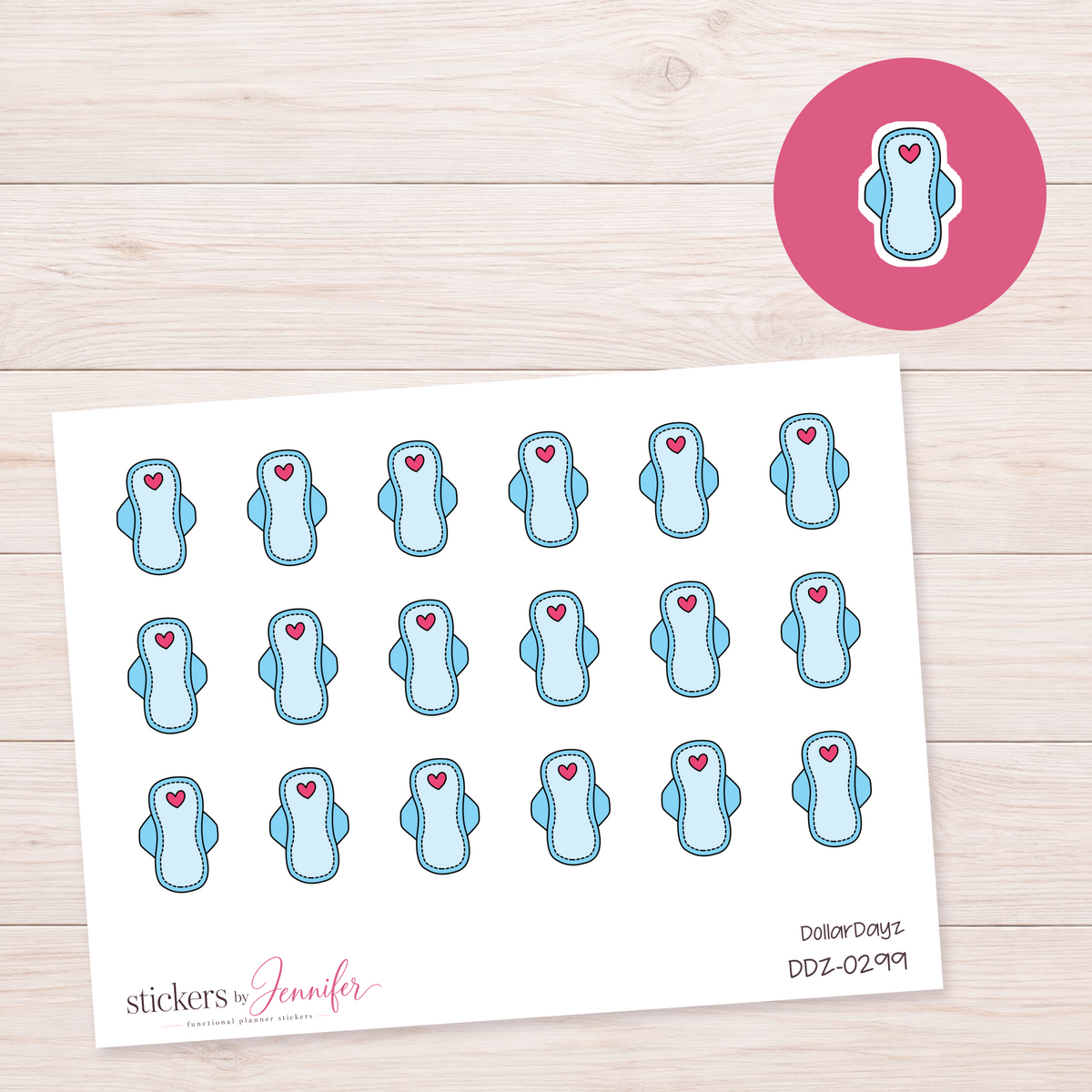 Blue Period Tracker Pad Planner Stickers | DDZ-0299