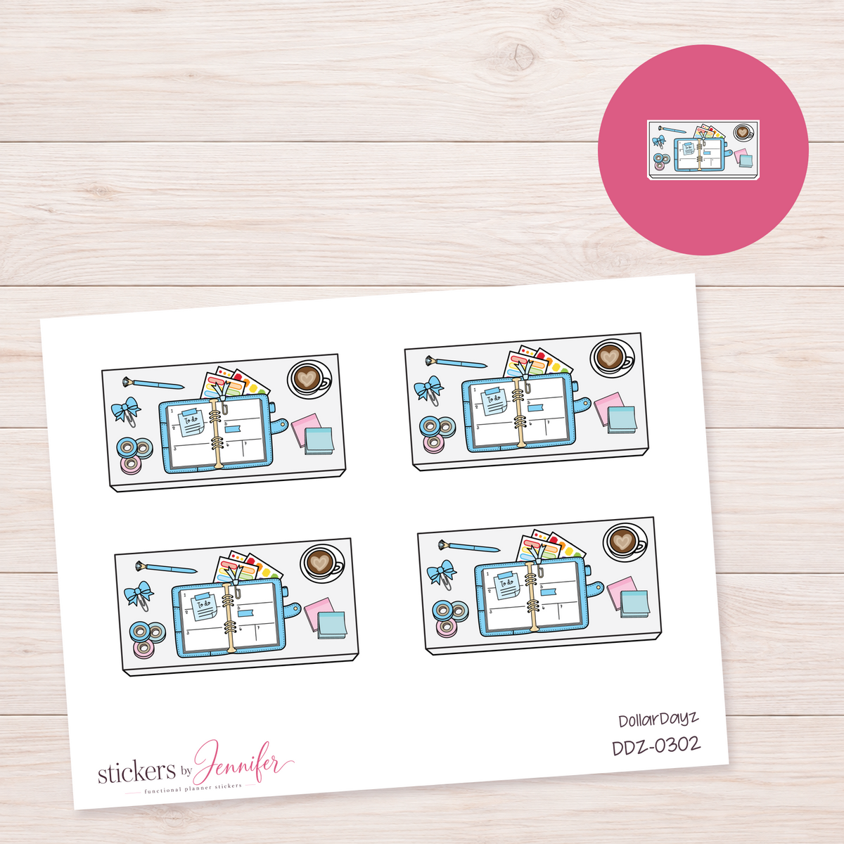 Blue Weekly Planning Desk Planner Stickers | DDZ-0302