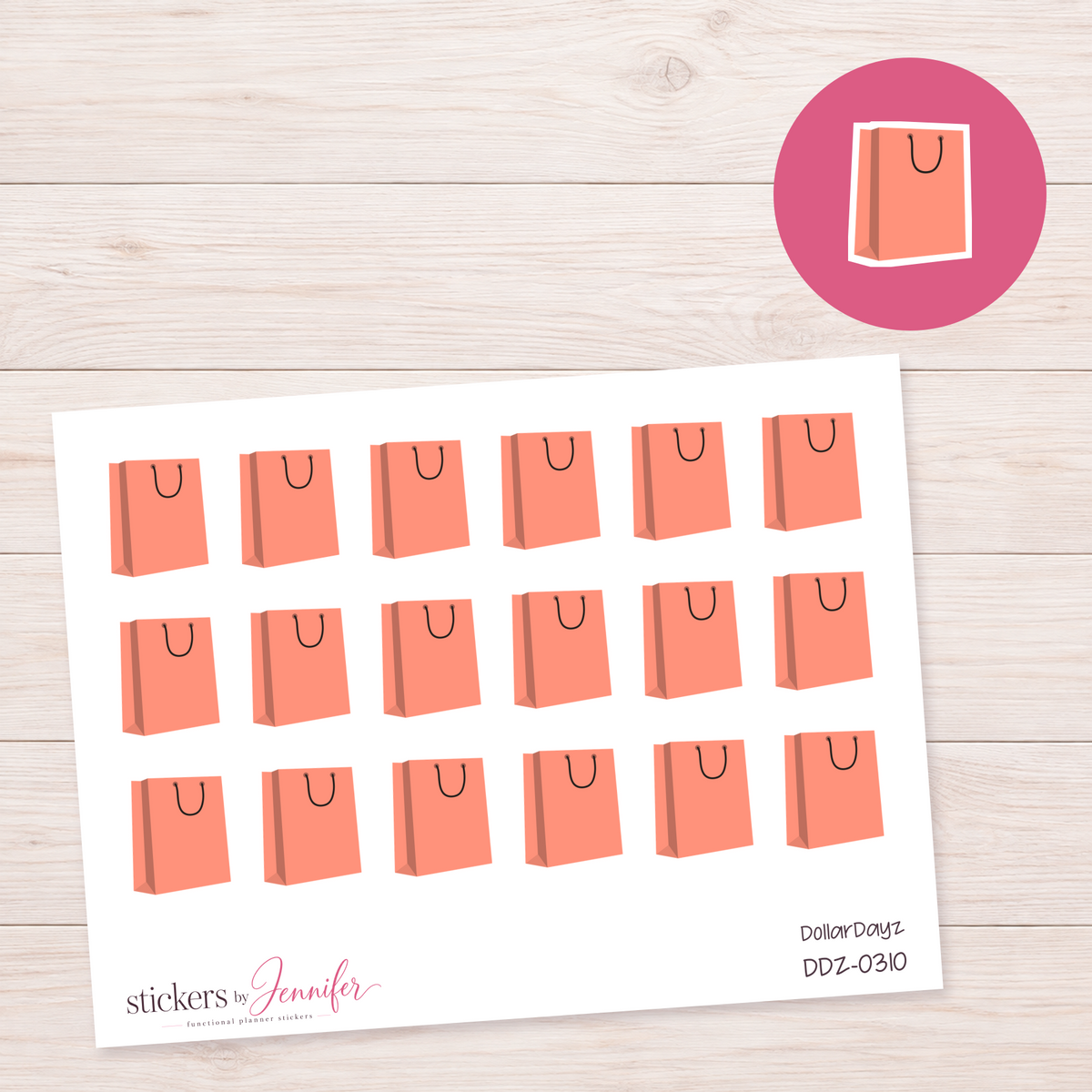 Peach Shopping Bag Planner Stickers | DDZ-0310