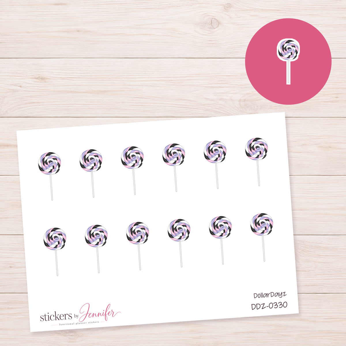 Swirled Lollipop Planner Stickers | DDZ-0330