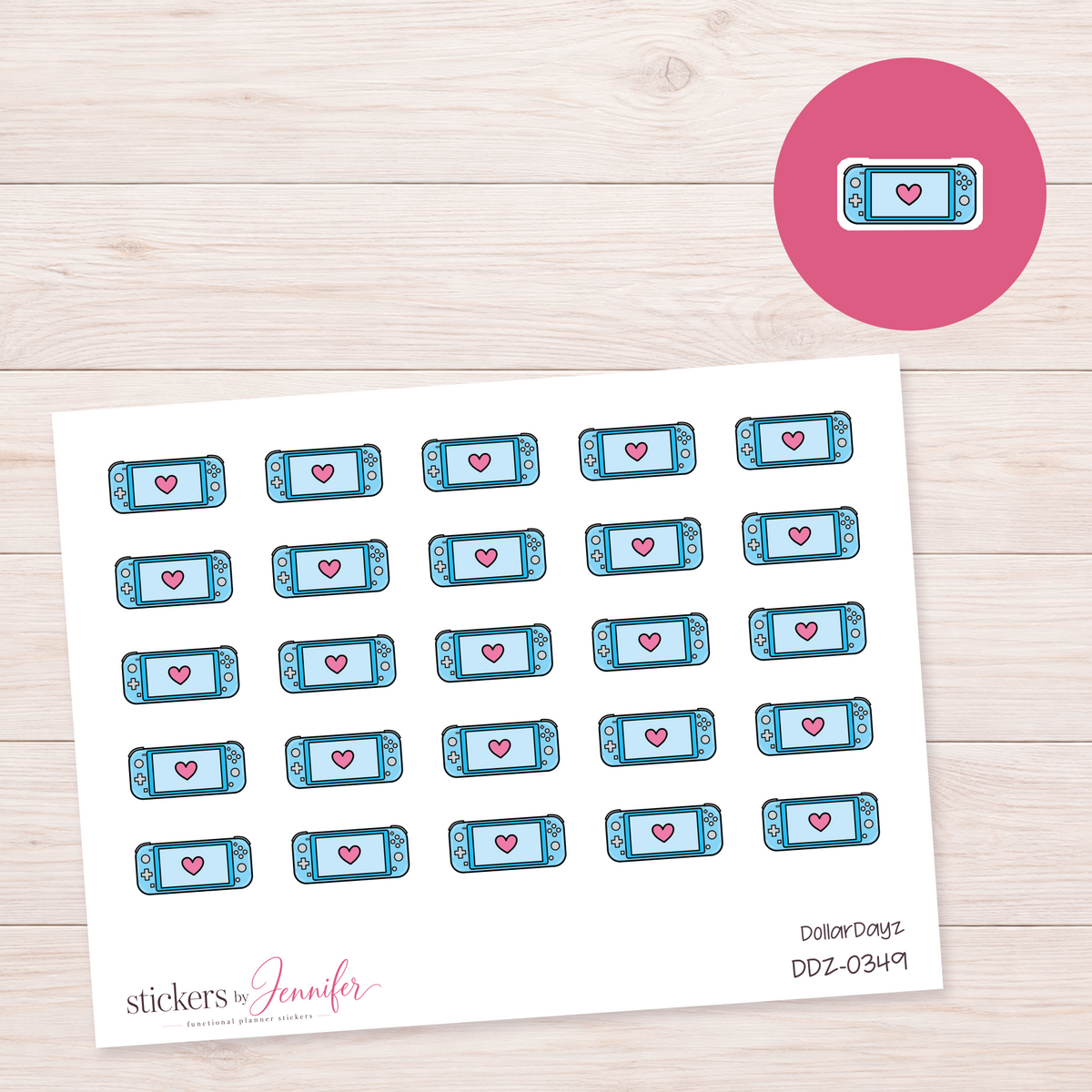 Blue Handheld Game Console Planner Stickers | DDZ-0349