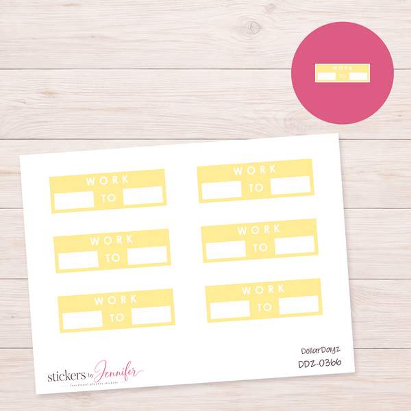 Yellow Work Label Planner Stickers | DDZ-0366