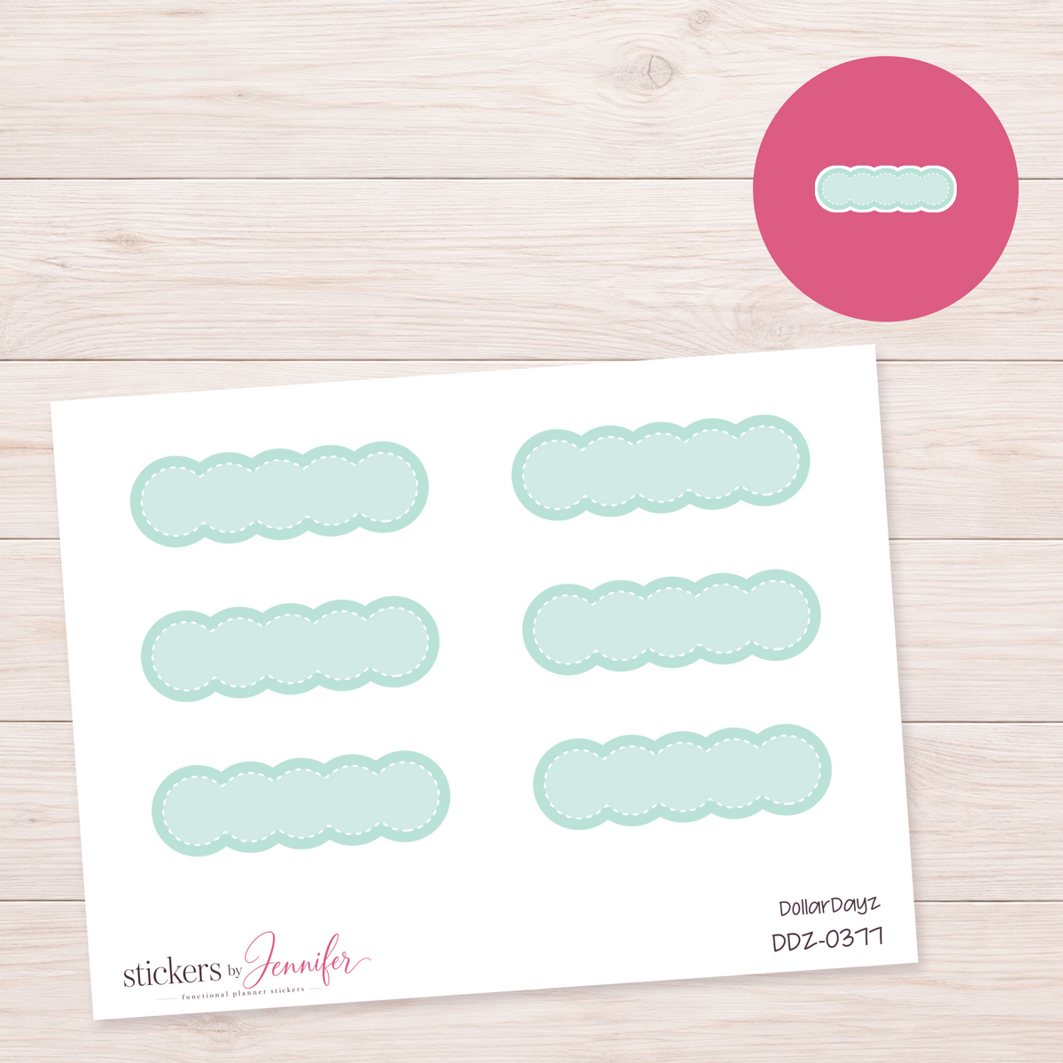 Mint Scalloped Label Planner Stickers | DDZ-0377