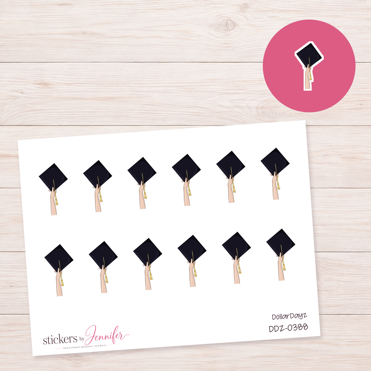 Graduation Cap in Hand Planner Stickers | DDZ-0388