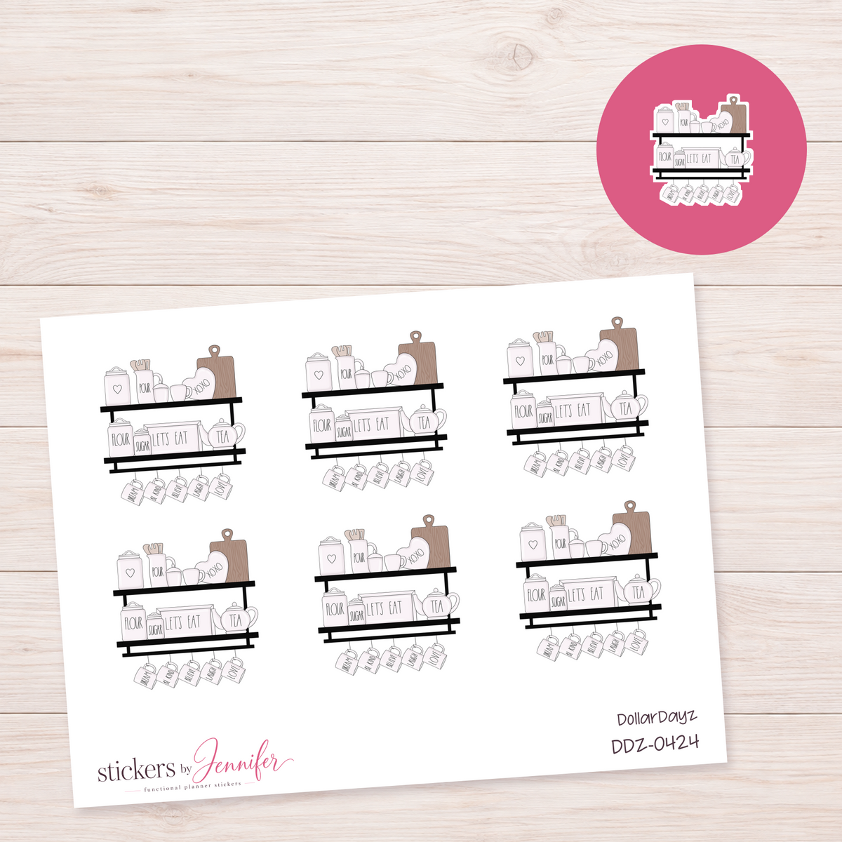 Kitchen Shelves Planner Stickers | DDZ-0424