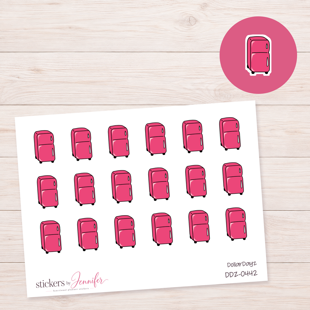 Pink Retro Refrigerator Planner Stickers | DDZ-0442