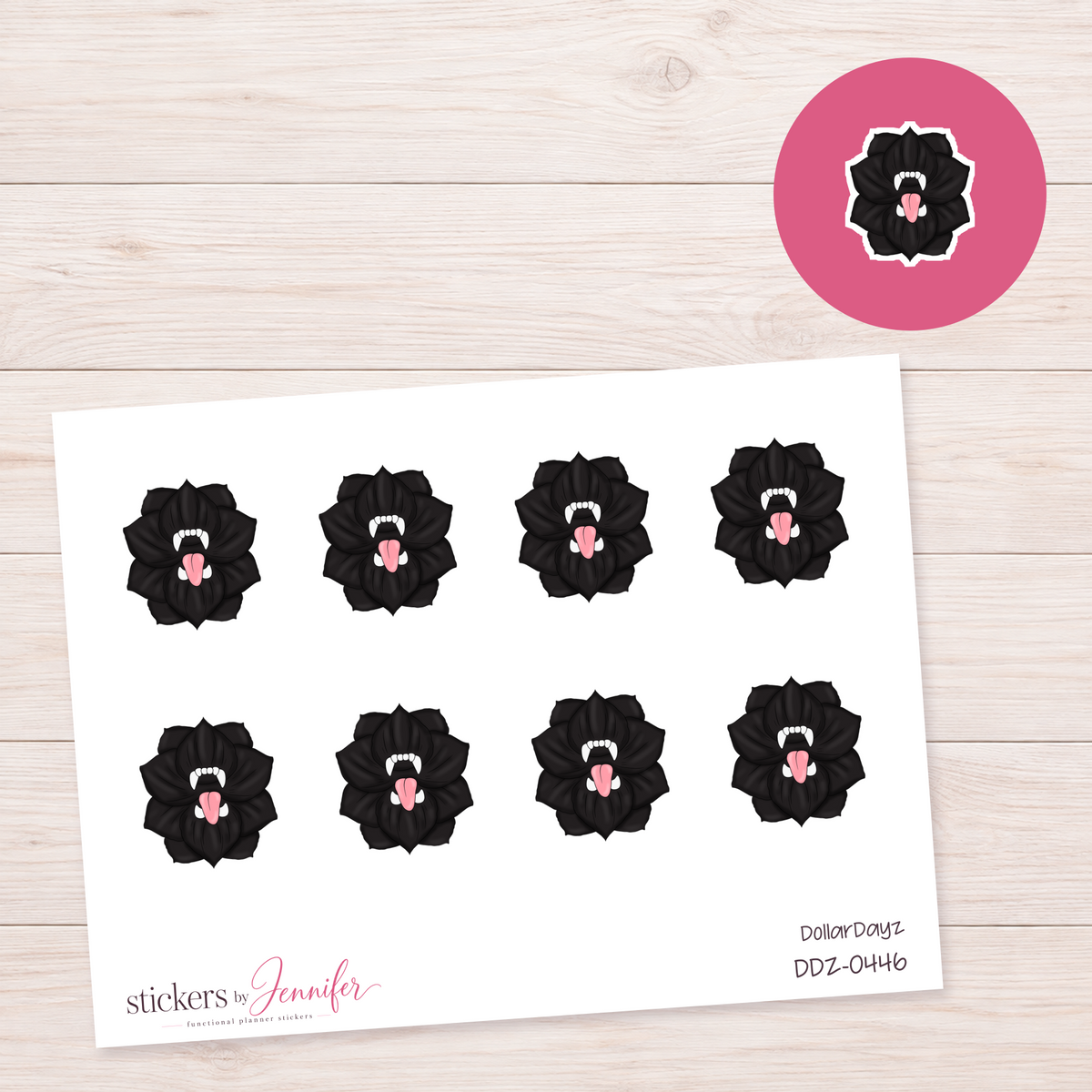 Black Monster Flower Planner Stickers | DDZ-0446