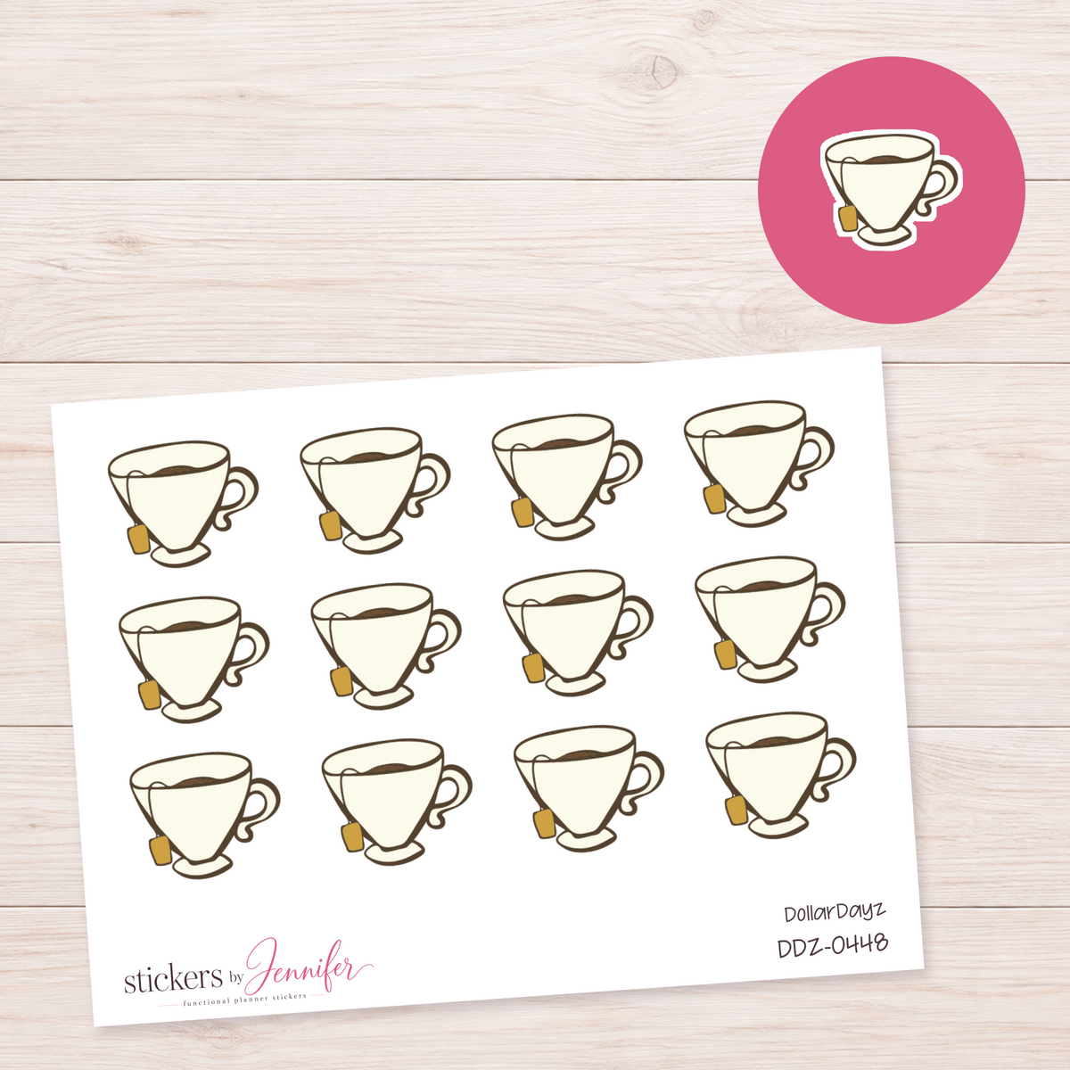 Cream Tea Cup Planner Stickers | DDZ-0448