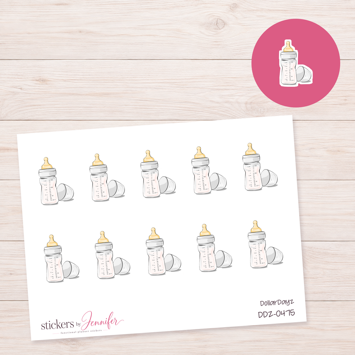 Baby Bottle Planner Stickers | DDZ-0475