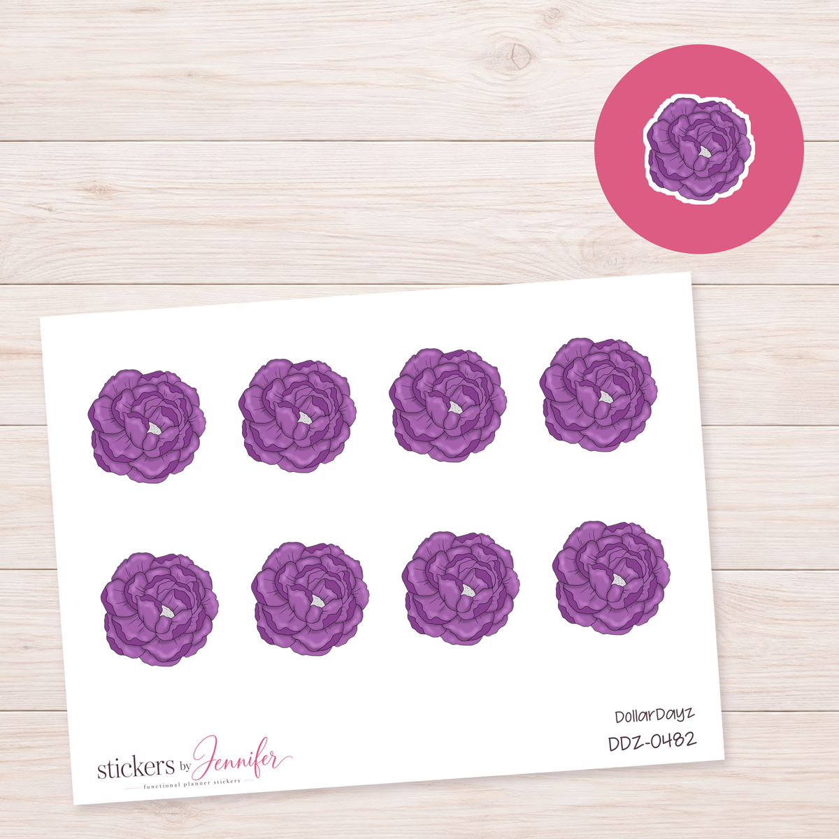 Deep Purple Peony Planner Stickers | DDZ-0482