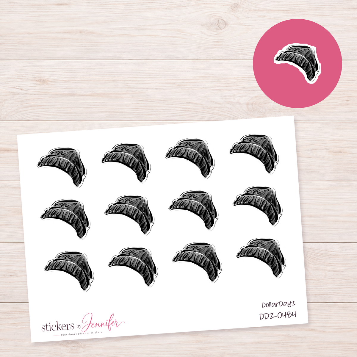 Black Beanie Planner Stickers | DDZ-0484