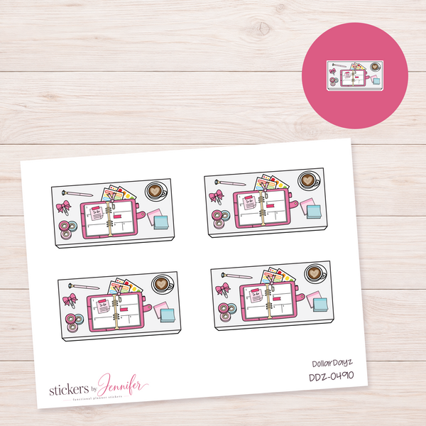 Pink Weekly Planning Desk Planner Stickers | DDZ-0490