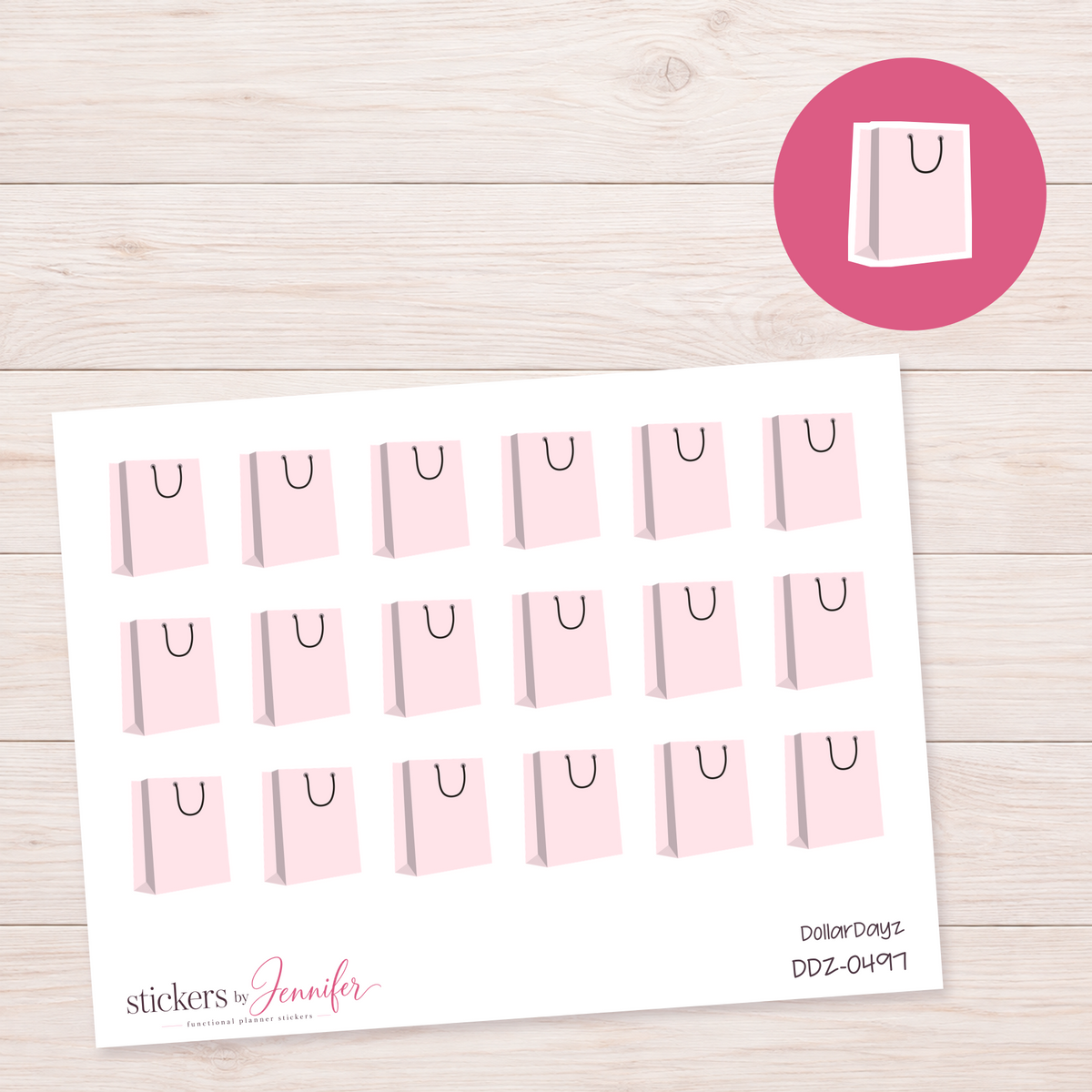 Soft Pink Shopping Bag Planner Stickers | DDZ-0497