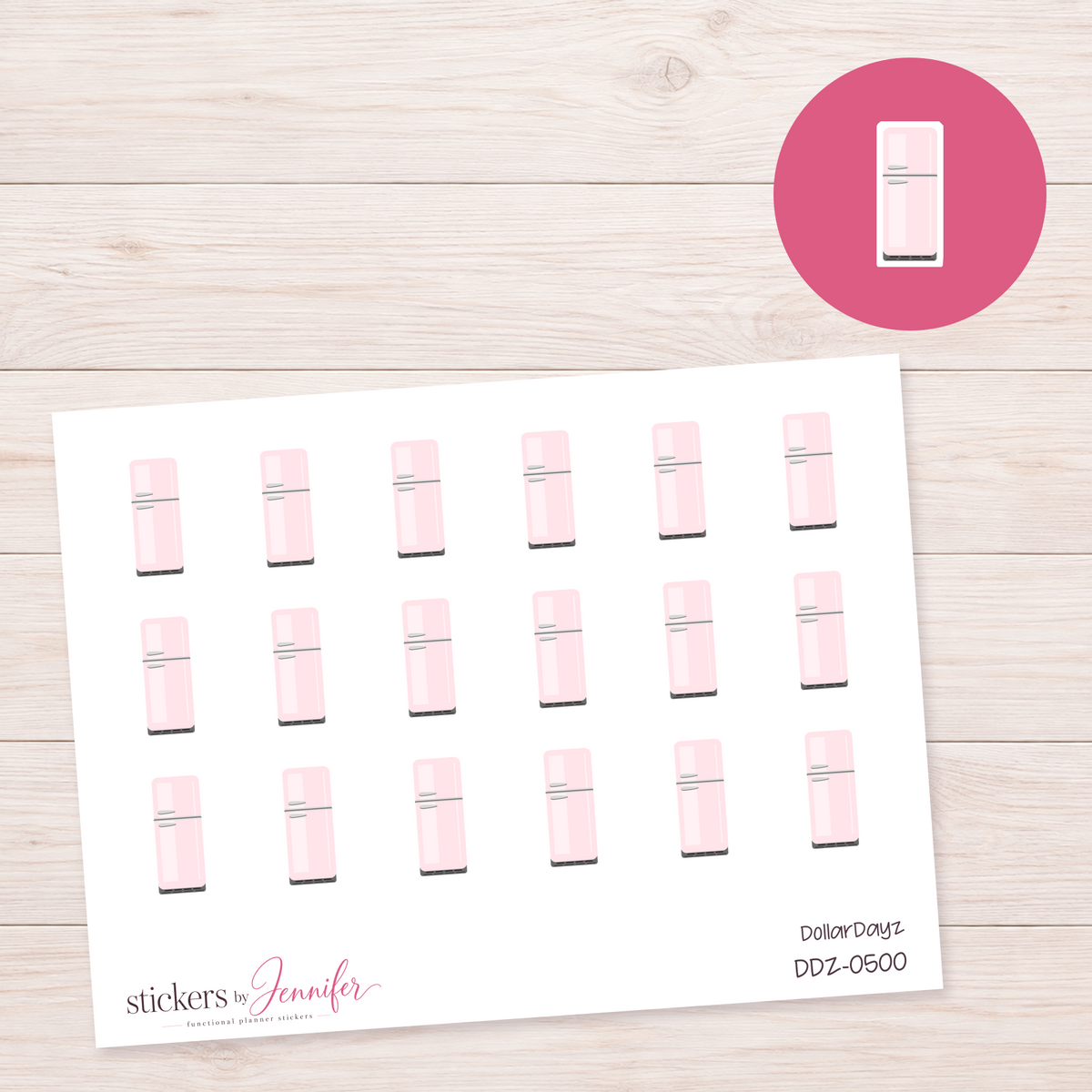 Soft Pink Refrigerator Planner Stickers | DDZ-0500