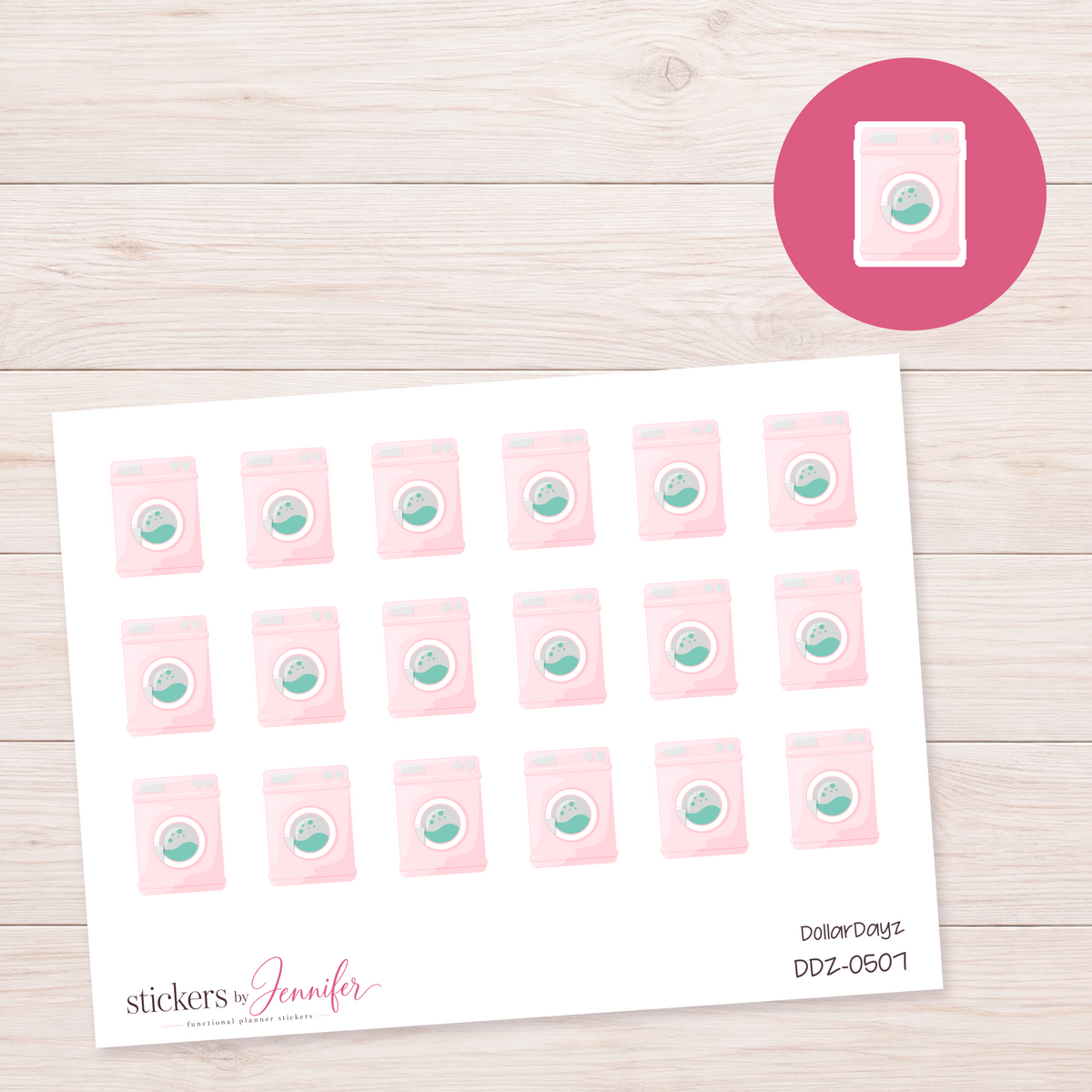 Soft Pink Washing Machine Planner Stickers | DDZ-0507