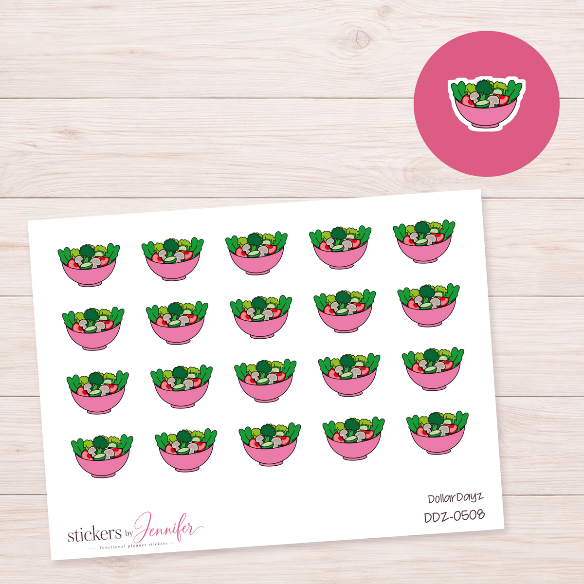 Pink Salad Bowl Planner Stickers | DDZ-0508