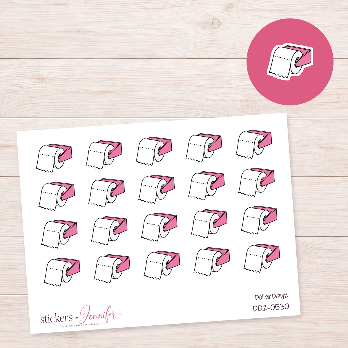 Pink Toilet Paper Holder Planner Stickers | DDZ-0530