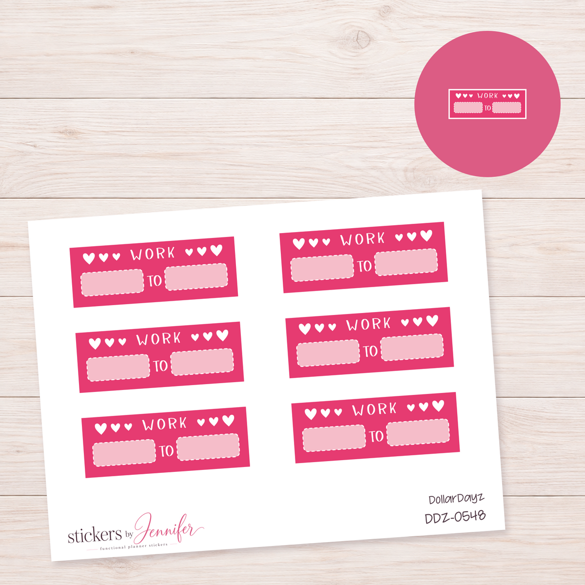 Pink Work Shift Label Planner Stickers | DDZ-0548