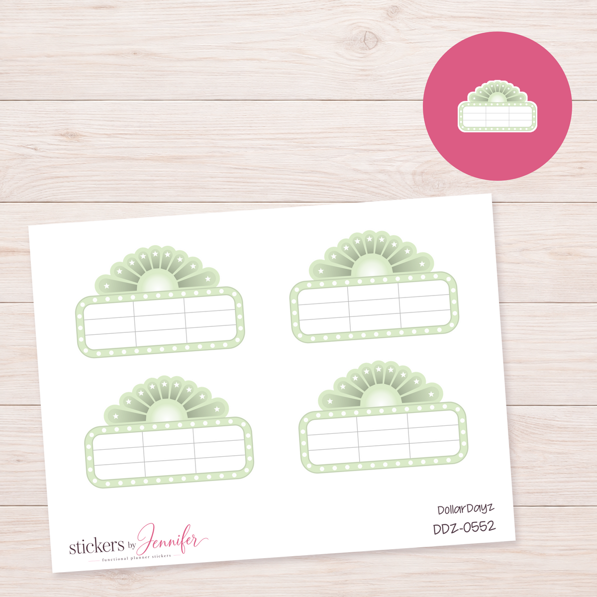 Green Movie Marquee Planner Stickers | DDZ-0552