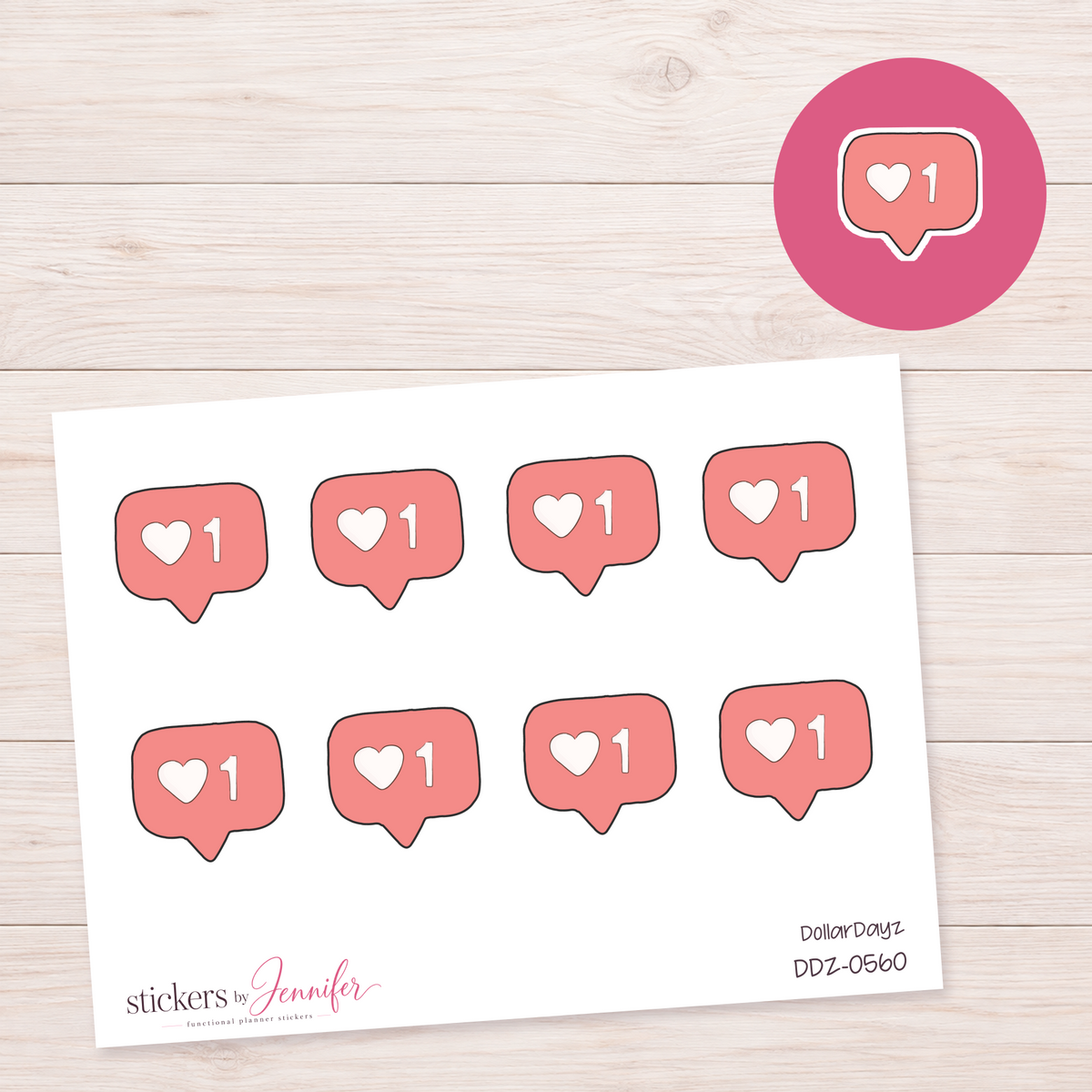 Heart Like Notification Planner Stickers | DDZ-0560