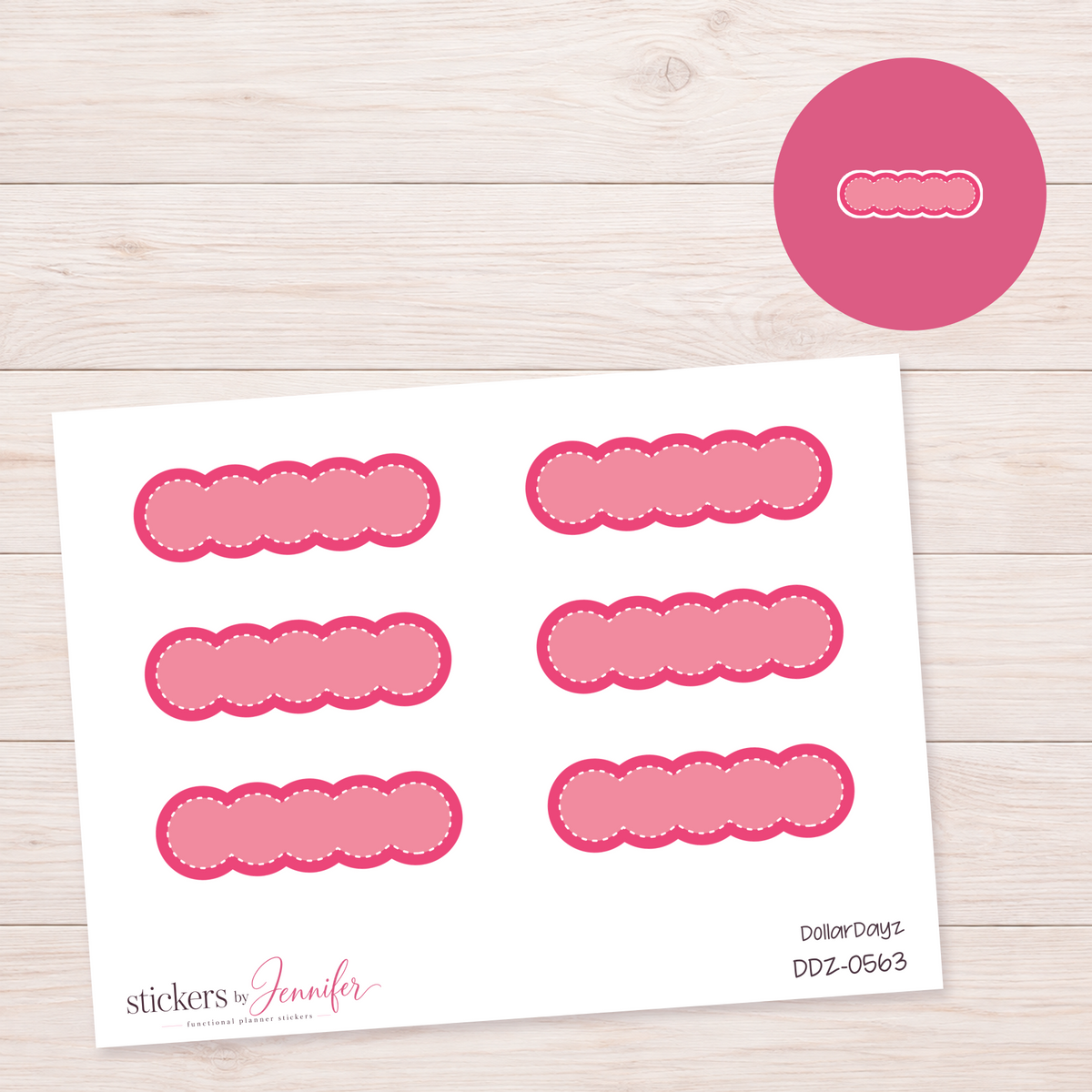 Pink Scalloped Label Planner Stickers | DDZ-0563