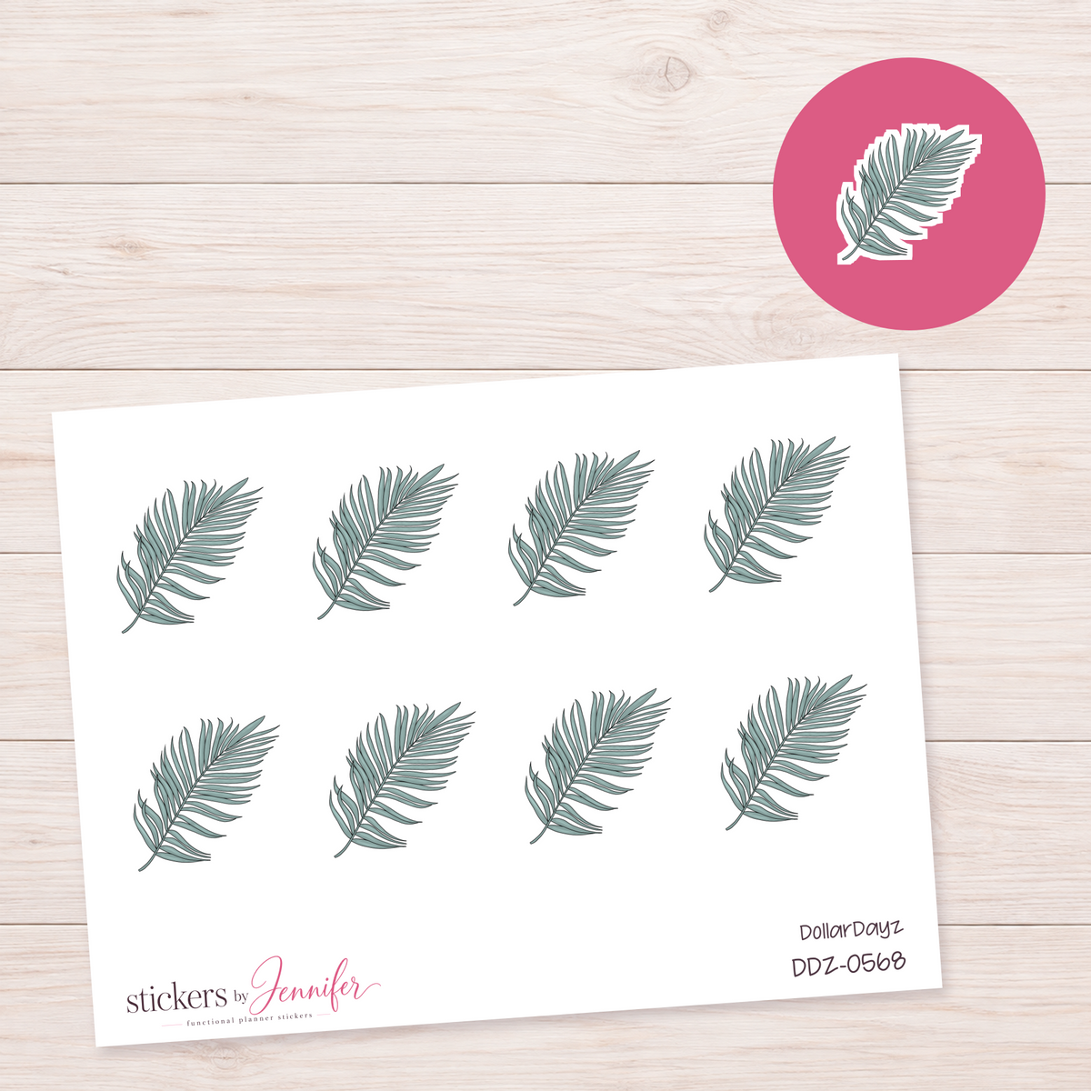 Muted Palm Frond Planner Stickers | DDZ-0568