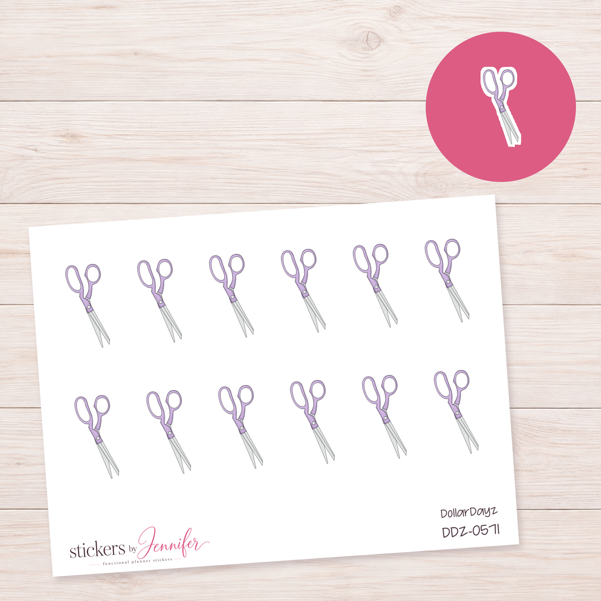 Lavender Scissors Planner Stickers | DDZ-0571