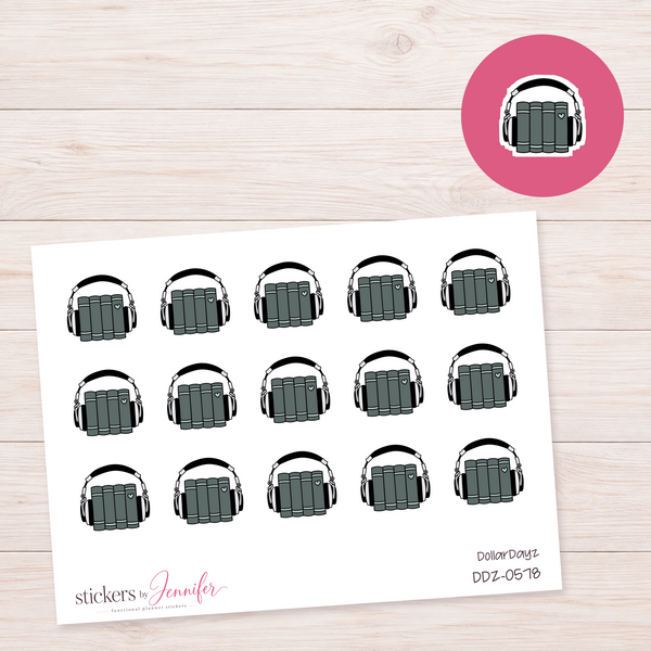 Dark Green Audiobook Icon Planner Stickers | DDZ-0578