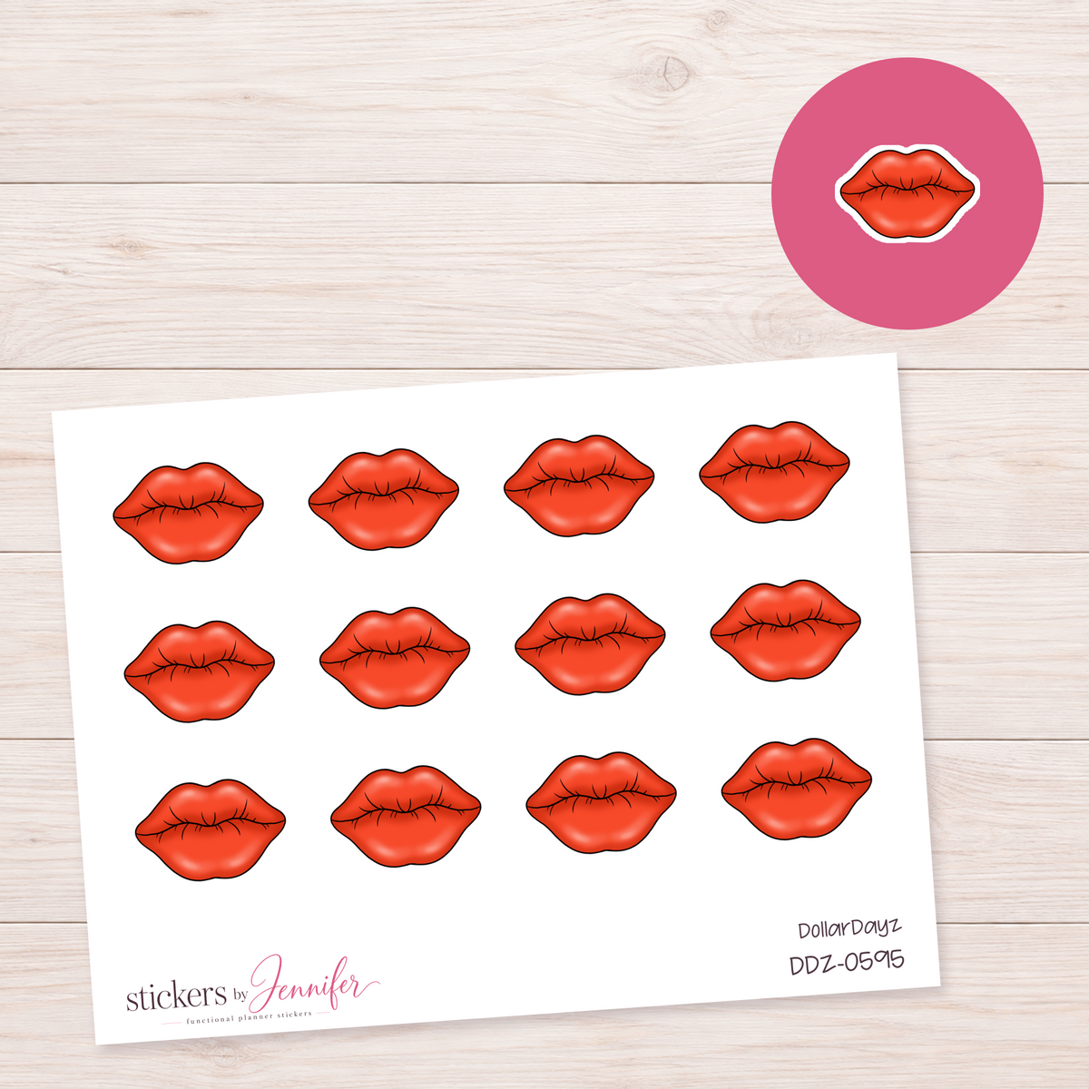 Red Lips Planner Stickers | DDZ-0595