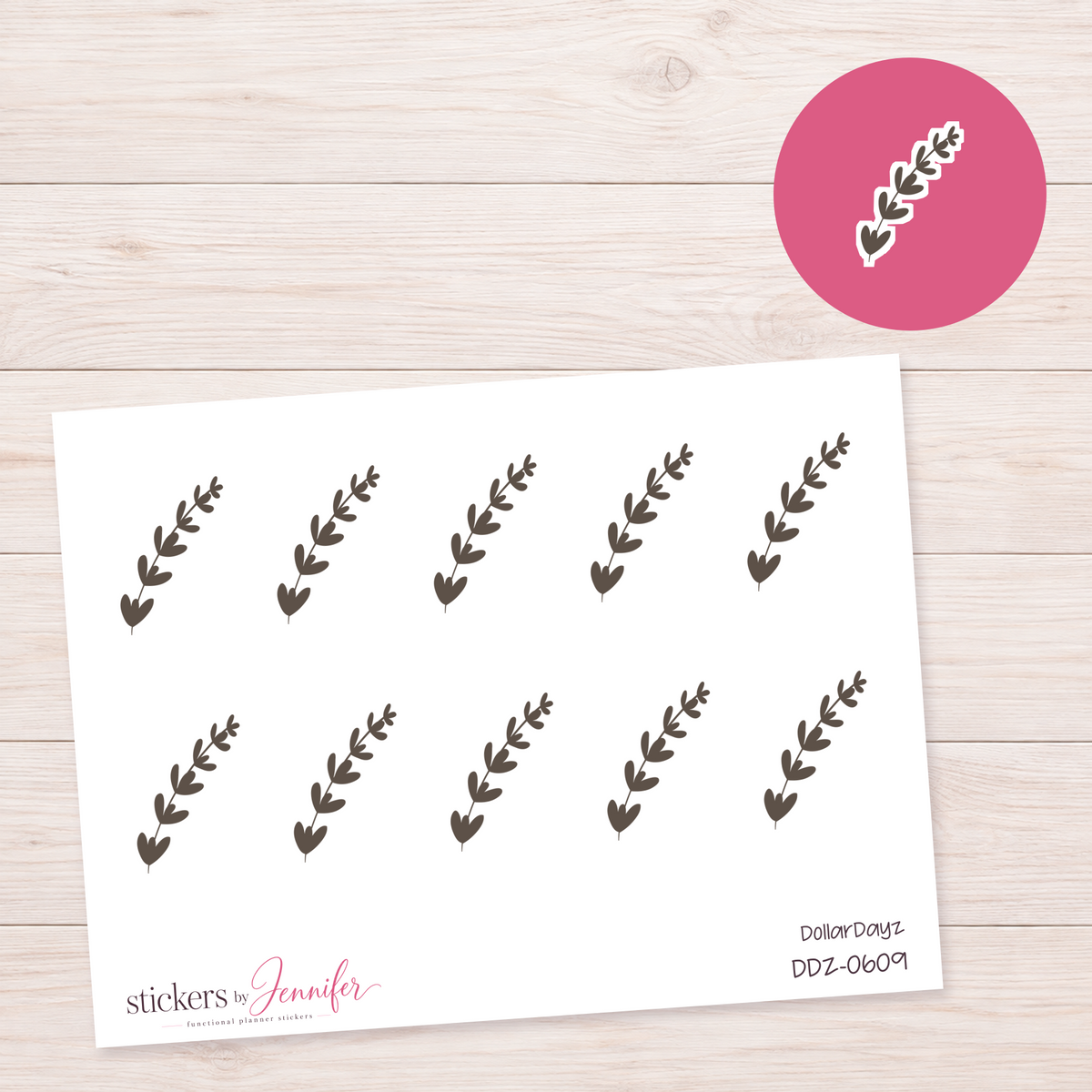 Brown Leaf Sprig Planner Stickers | DDZ-0609