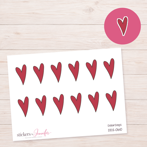 Deep Red Heart Planner Stickers | DDZ-0610