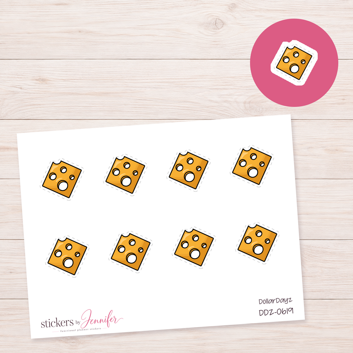 Cheese Slice Planner Stickers | DDZ-0619