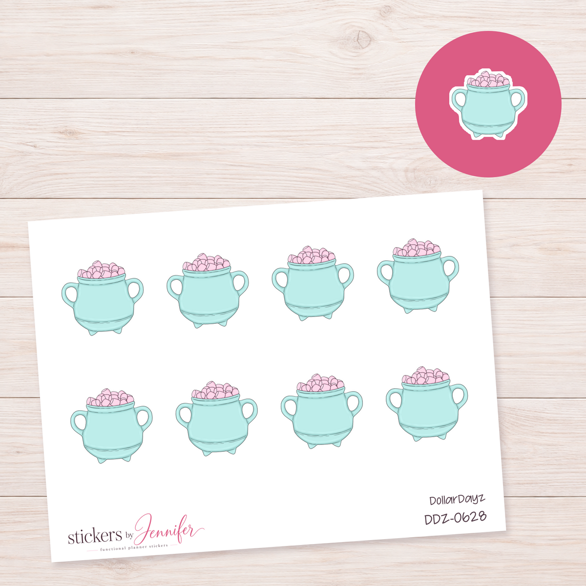 Mint Cauldron Cocoa Planner Stickers | DDZ-0628
