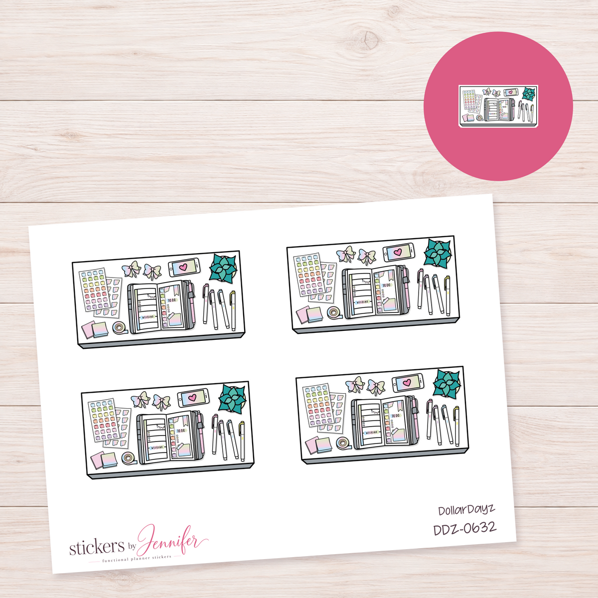 Gray Planner Desk Planner Stickers | DDZ-0632