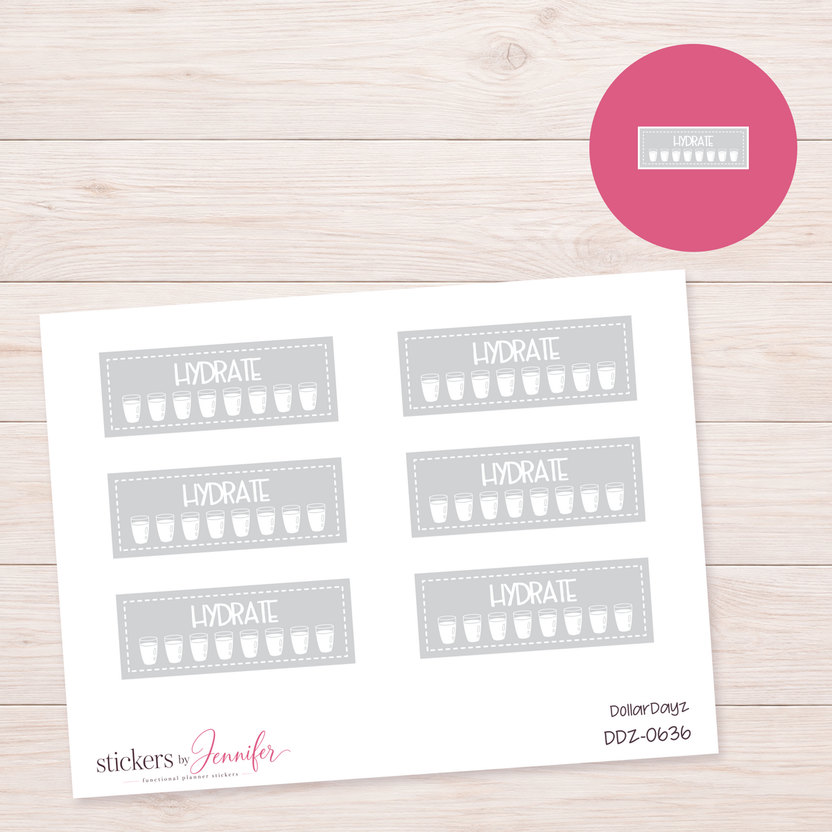 Gray Hydrate Tracker Planner Stickers | DDZ-0636