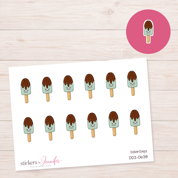 Mint Chocolate-Dipped Ice Pop Planner Stickers | DDZ-0638