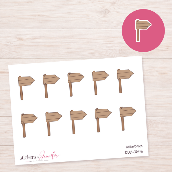Wooden Direction Sign Planner Stickers | DDZ-0645