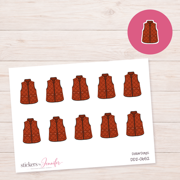 Red Quilted Vest Planner Stickers | DDZ-0652