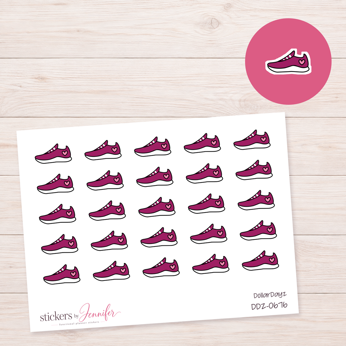 Berry Heart Running Shoe Planner Stickers | DDZ-0676