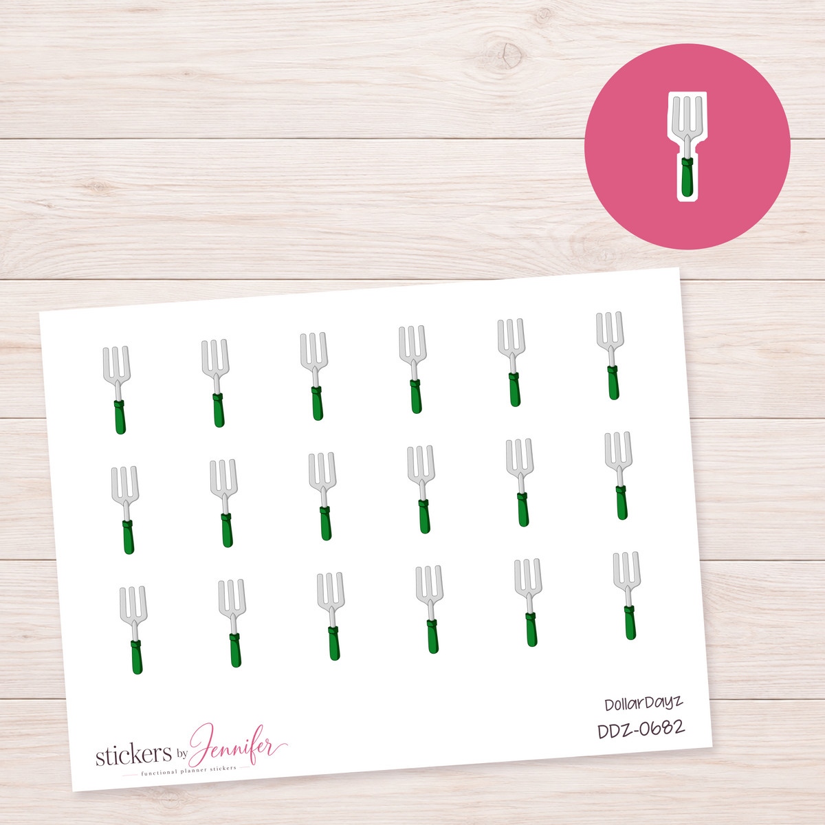 Green Garden Fork Planner Stickers | DDZ-0682